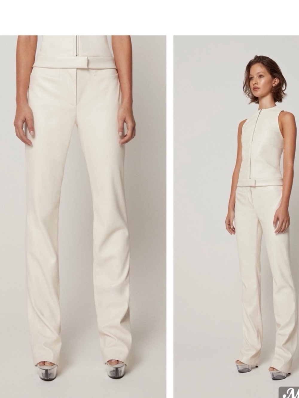 KHY Faux leather pants in chalk - Straight-Leg Pants. NWT